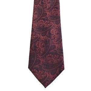 Chereskin Mens Necktie Paisley Reflective Design Rusty Orange & Navy Blue Tie